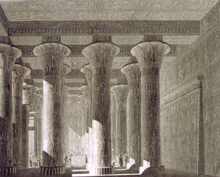 Perspective view of the portico interior, Esne (Latopolis) plate 83 from Vol I of `Descriptions of E from Jollois and Devilliers