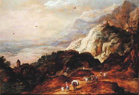 A Mountainous Landscape with Figures and Mules from Joos de Momper