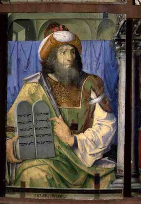Moses With the Ten Commandments, from a series of portraits of illustrious men from Joos van Gent
