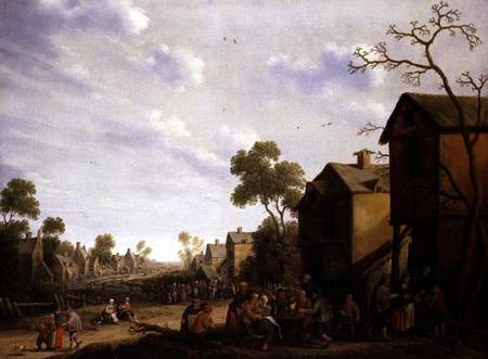 Village scene with peasants merrymaking from Joost Cornelisz