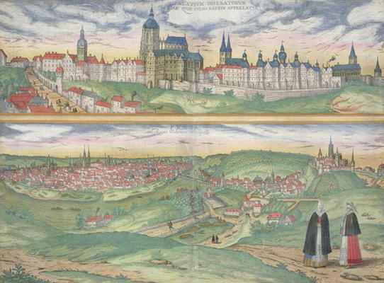 Map of Prague, from 'Civitates Orbis Terrarum' by Georg Braun (1541-1622) and Frans Hogenberg (1535- from Joris Hoefnagel
