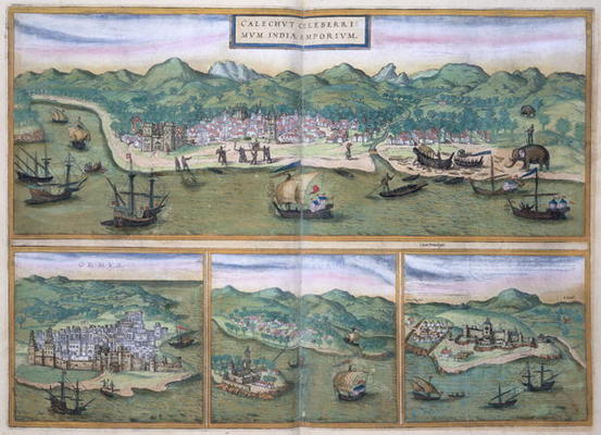 Map of Calcutta, from 'Civitates Orbis Terrarum' by Georg Braun (1541-1622) and Frans Hogenberg (153 from Joris Hoefnagel
