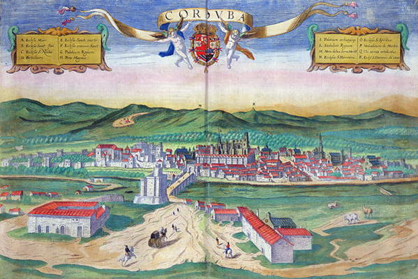 Map of Cordoba, from 'Civitates Orbis Terrarum' by Georg Braun (1541-1622) and Frans Hogenberg (1535 from Joris Hoefnagel