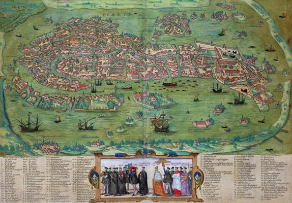 Map of Venice, from 'Civitates Orbis Terrarum' by Georg Braun (1541-1622) and Frans Hogenberg (1535- from Joris Hoefnagel
