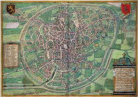 Town Plan of Brussels, from 'Civitates Orbis Terrarum' by Georg Braun (1542-1622) and Frans Hogenbur