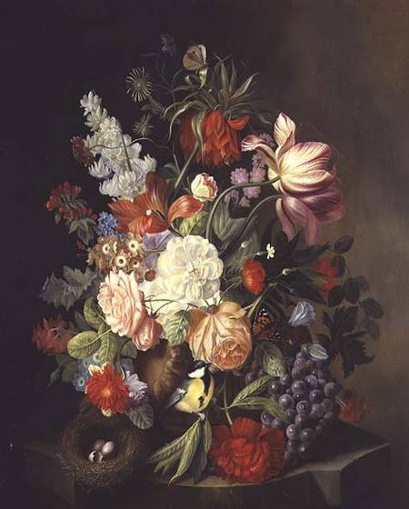 A Still life of Mixed Summer Flowers in an Urn from Josef Holstayn