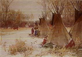 Indian store in the snow from Joseph Henry Sharp