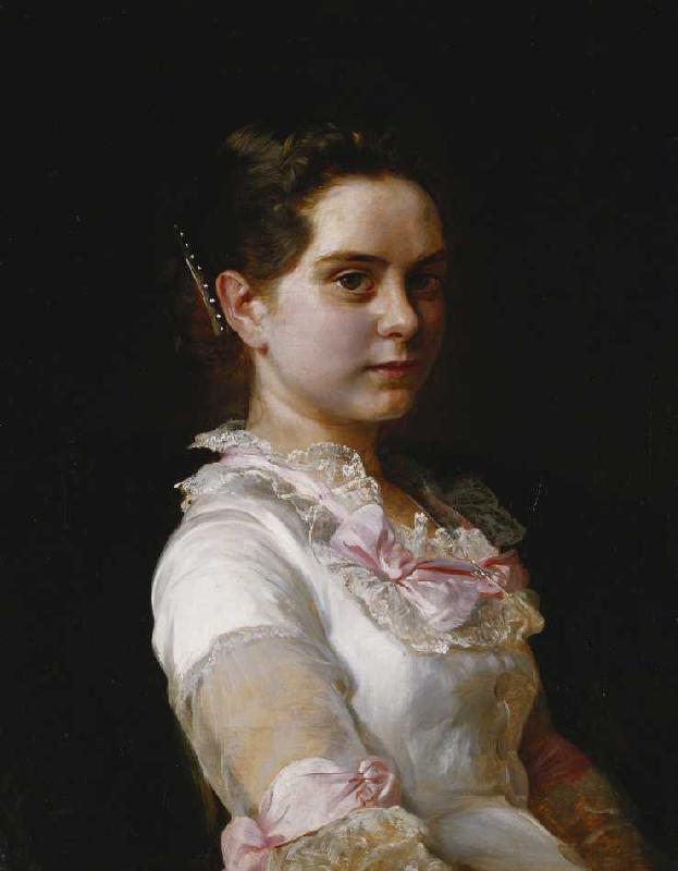 Porträt von Margarete Rieckehoer in weißem Kleid mit rosa Schleifen from Joseph Kostka