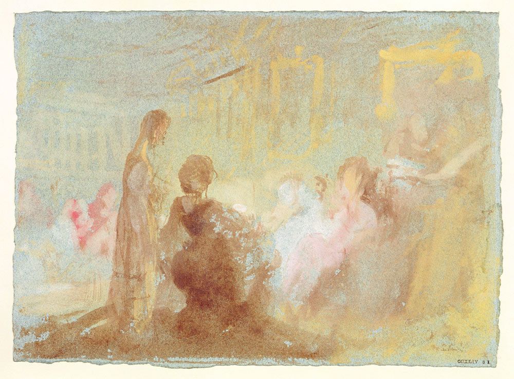 Interior at Petworth House with people in conversation from William Turner