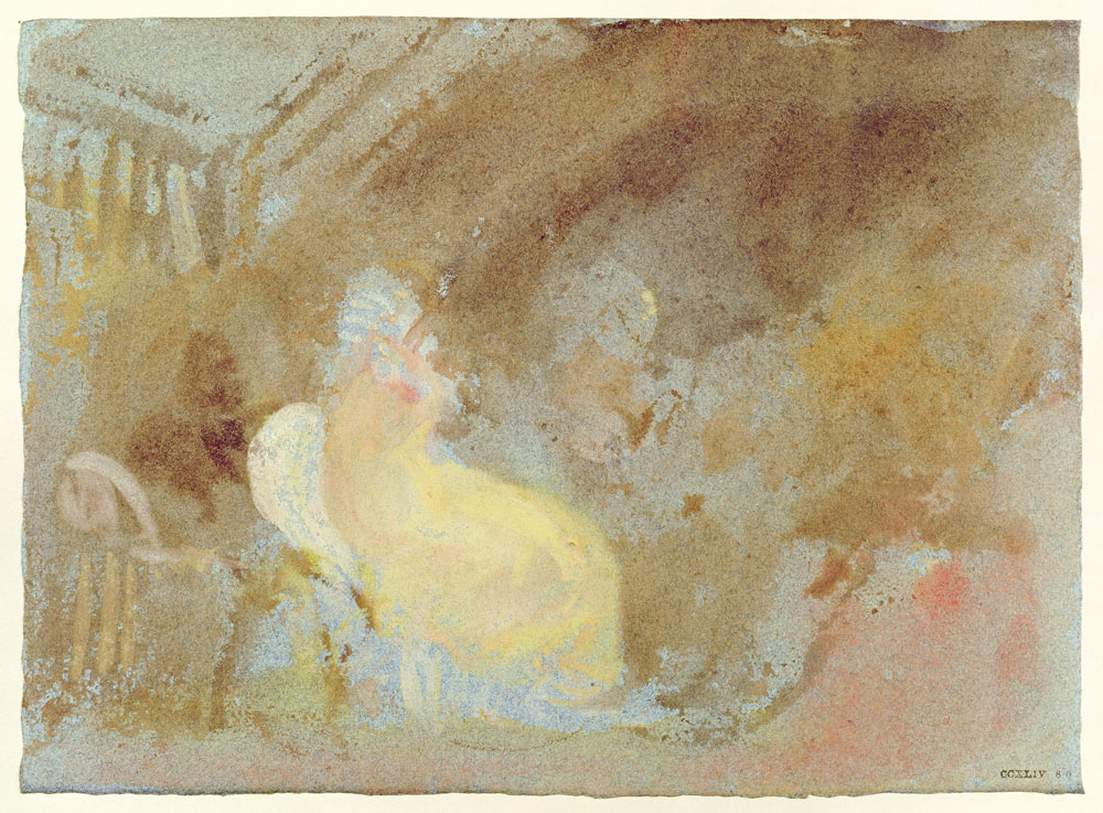 Interior at Petworth with seated figure from William Turner