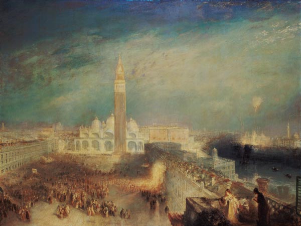 Julia and her lady's maid on the balcony at the Markussquare at Venice from William Turner