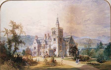 A Scottish baronial mansion (w/c and gouache) from Joseph Nash