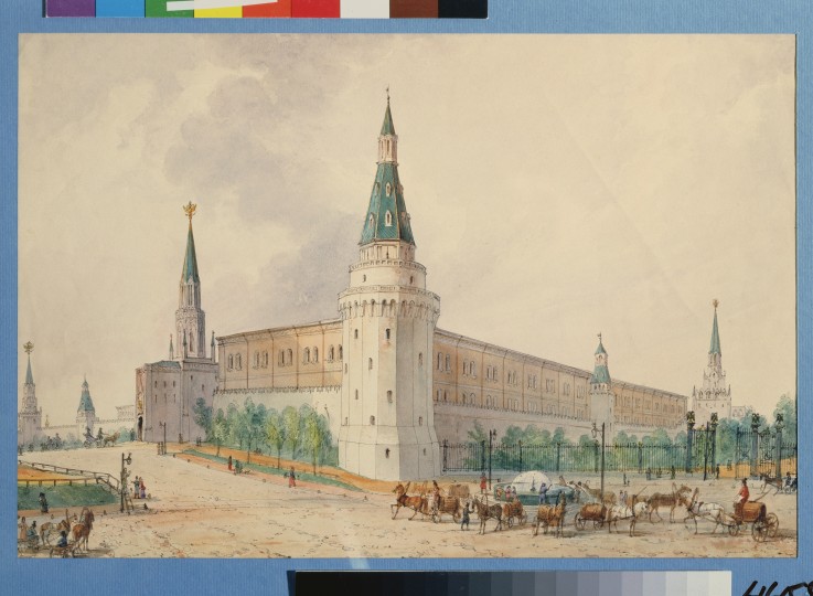 The Resurrection Square and the Alexander Garden in Moscow from Joseph Vivien