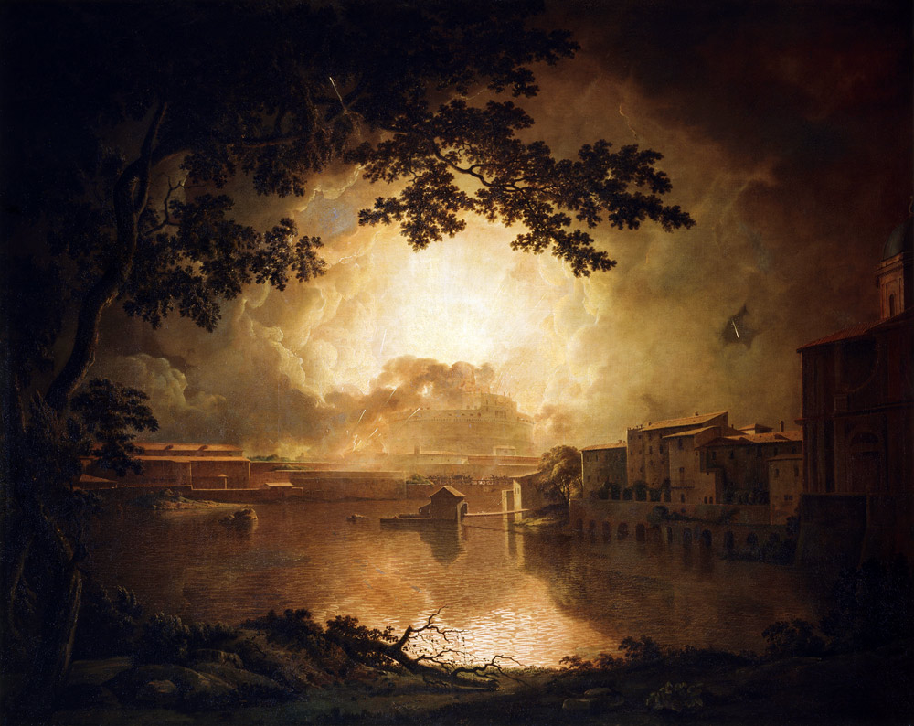 Firework Display at the Castel Sant' Angelo in Rome (La Girandola) from Joseph Wright of Derby