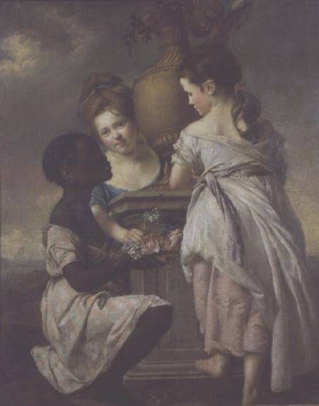 A Conversation between Girls, or Two Girls with their Black Servant from Joseph Wright of Derby