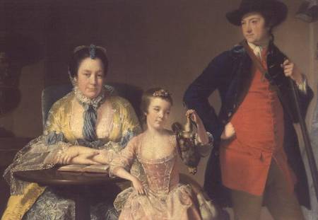 James and Mary Shuttleworth with one of their Daughters from Joseph Wright of Derby