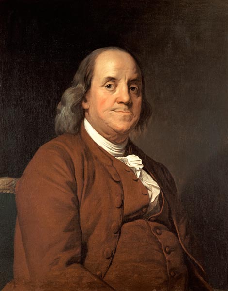 Benjamin Franklin (1706-90) - Joseph Wright of Derby as art print or hand  painted oil.