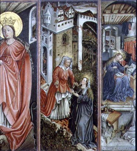 Visitation, centre right panel of polyptych from Jost Amman