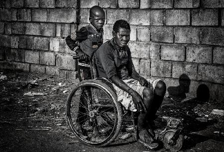 Disabled woman in a slum in Juba - South Sudan