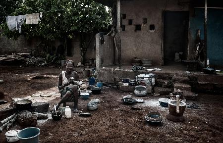 Woman preparing food - Ivory Coast.
