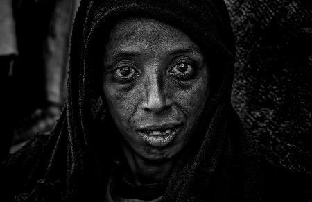 Homeless woman in the streets of Addis Ababa - Ethiopia