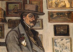 Self-portrait with a brown hat