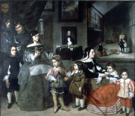 The Artist's Family, on the left the four children from the artist's first marriage to the daughter from Juan Bautista Martinez del Mazo