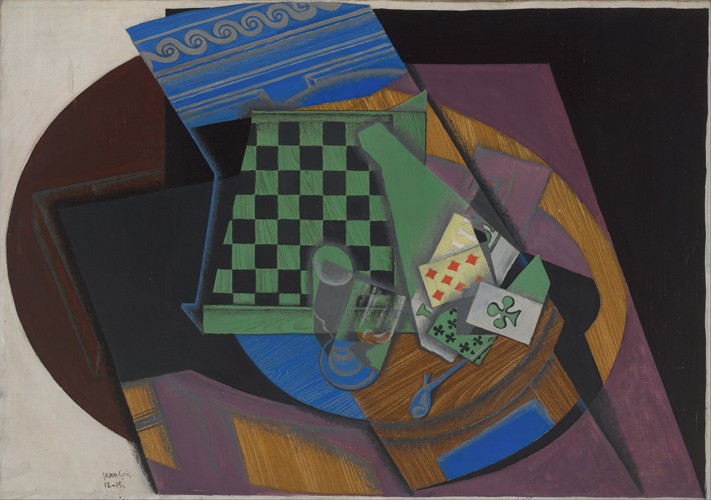Checkerboard and playing cards from Juan Gris
