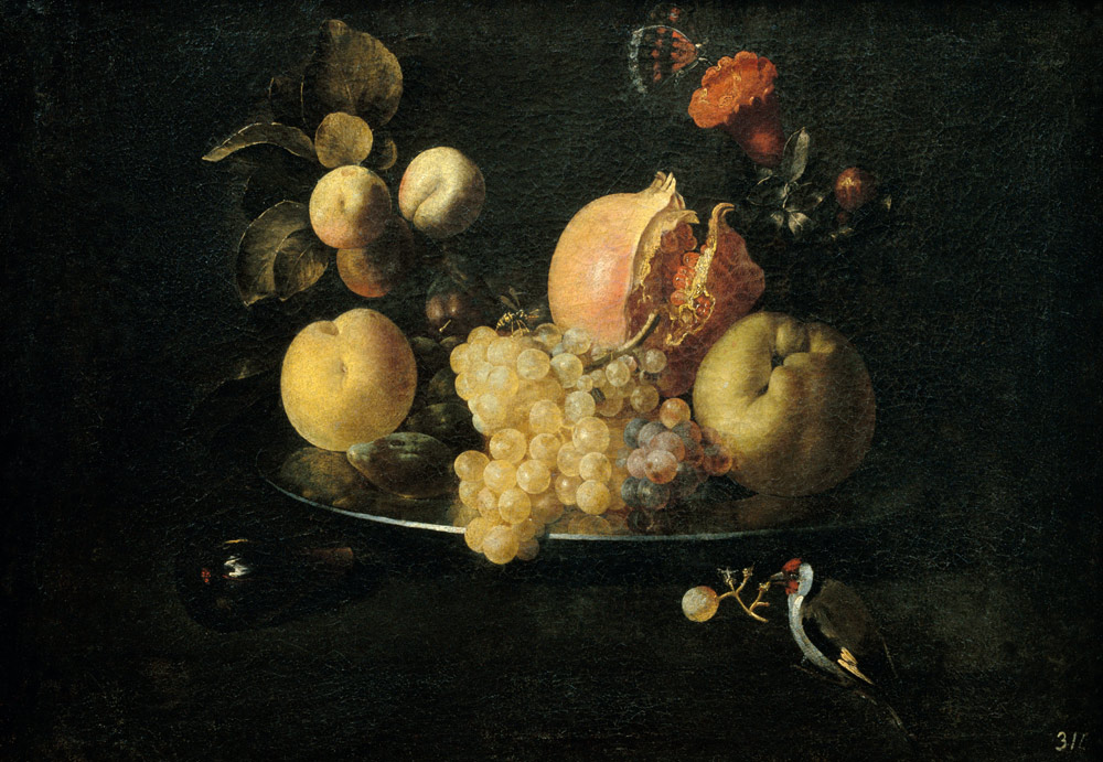 Still Life with Fruit and Goldfinch from Juan de Zurbaran
