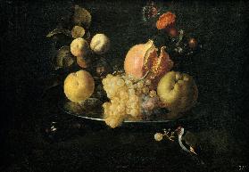 Still Life with Fruit and Goldfinch