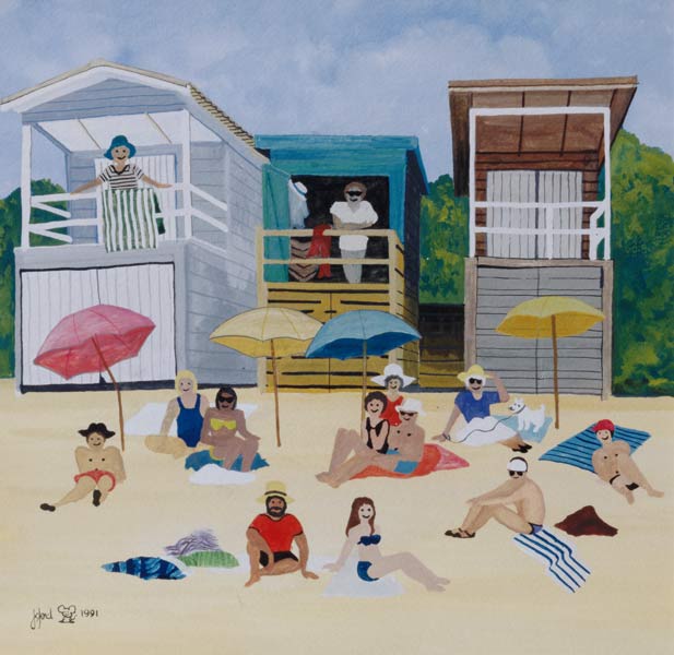 Beach Huts, 1991 (w/c)  from Judy  Joel