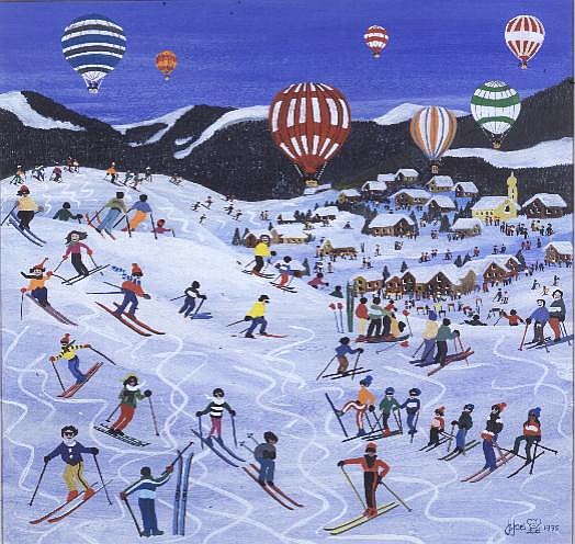 Ballooning over the piste, 1995 (w/c)  from Judy  Joel