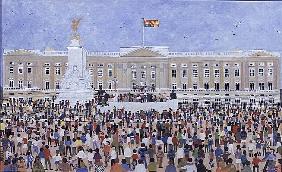 Crowds around the Palace, 1995 (w/c) 