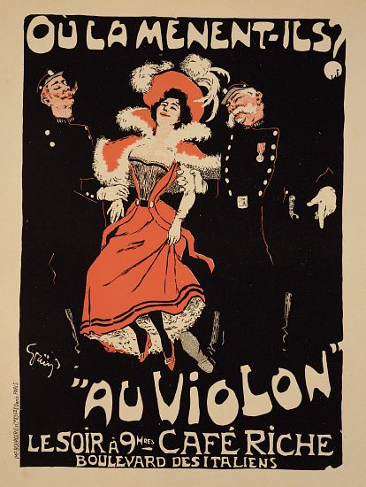 Reproduction of a poster advertising the 'Cafe Riche', Boulevard des Italiens from Jules Alexandre Grun
