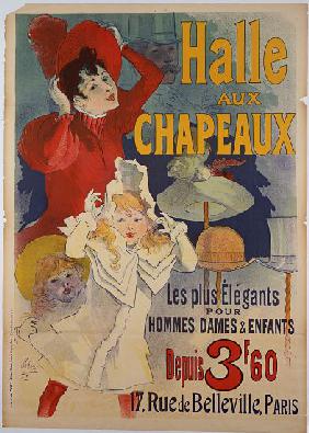 Poster advertising 'Halle aux Chapeaux'
