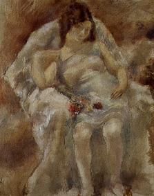 Sedentary girl with flowers from Jules Pascin