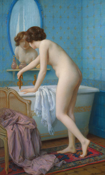 Young Woman Preparing her Bath from Jules Scalbert