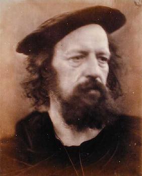 Portrait of Alfred, Lord Tennyson (1809-92) (b/w photo) 