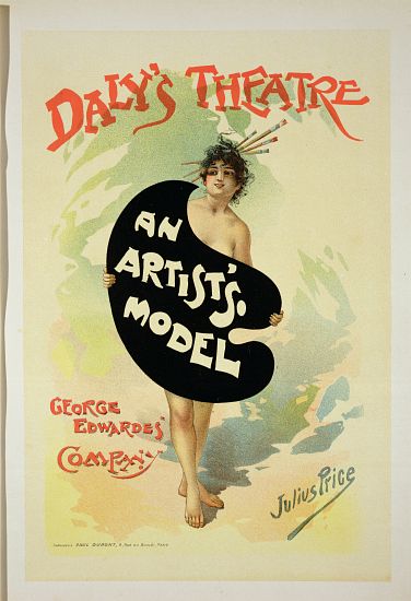 Reproduction of a poster advertising 'An Artist's Model' by George Edwardes' Company, Daly's Theatre from Julius Mandes Price