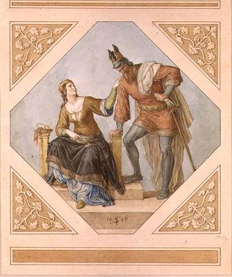 Brunhilde and Hagen, illustration for 'The Niebelungen' by Richard Wagner (1813-83), 1846 from Julius Schnorr von Carolsfeld