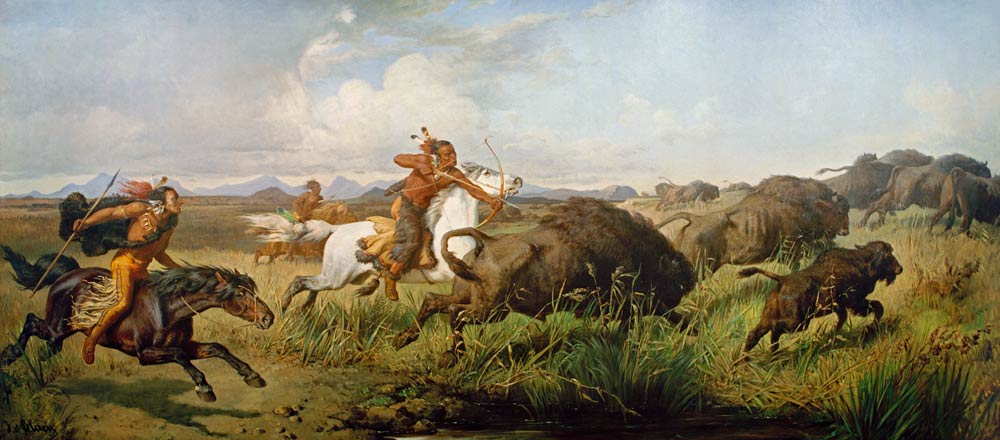 Indians on the Bison Hunt from Julius von Blaas