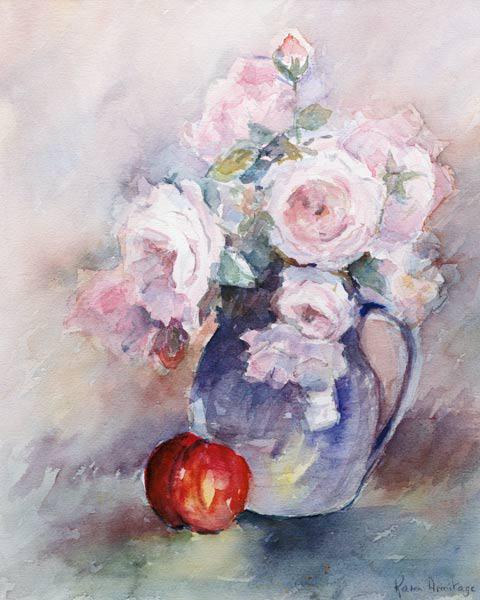 Pink Roses in a Blue Jug, 1994 (w/c) 