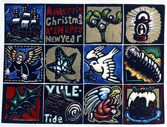 Christmas Card, 1999 (linocut and w/c on paper)  from Karen  Cater