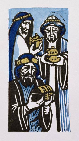 Three Kings, 1998 (linocut and w/c on paper)  from Karen  Cater