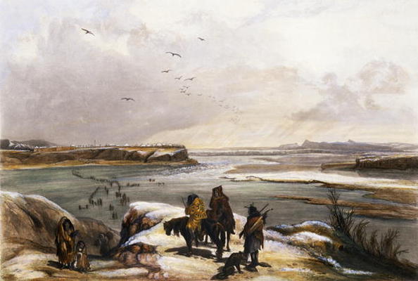 Fort Clark on the Missouri, February 1834, plate 15 from Volume 2 of 'Travels in the Interior of Nor from Karl Bodmer