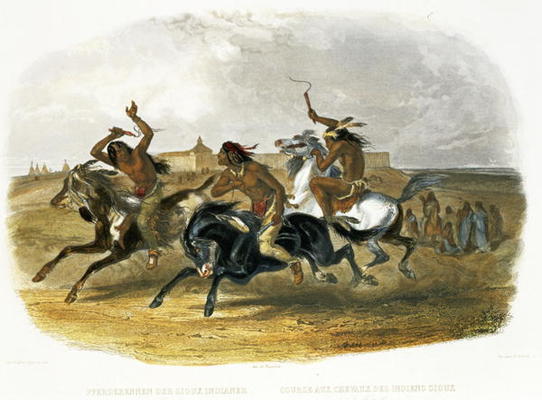 Horse Racing of Sioux Indians near Fort Pierre, plate 30 from Volume 1 of 'Travels in the Interior o from Karl Bodmer