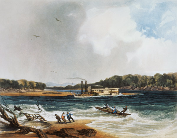 The Steamer Yellow-Stone on the 19th April 1833, plate 4 from volume 2 of `Travels in the Interior o from Karl Bodmer