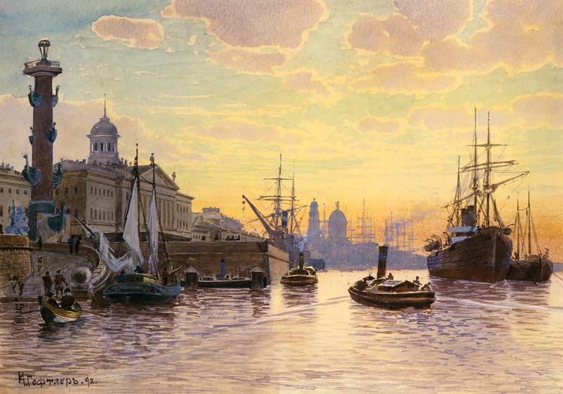 Evening atmosphere over the Newa (saint Petersburg) from Karl Eduardowitsch Geftler