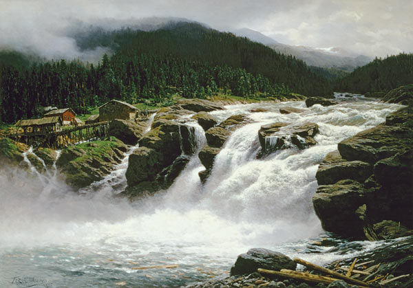 Norwegian Waterfall, at Lofor in Valders from Karl Paul Themistocles von Eckenbrecher