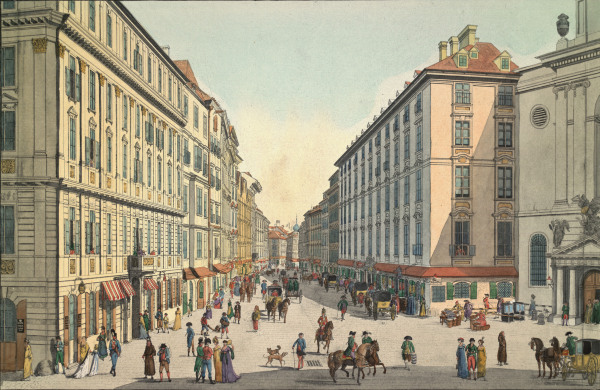 Vienna, Kohlmarkt , Aquatint from Karl Schütz